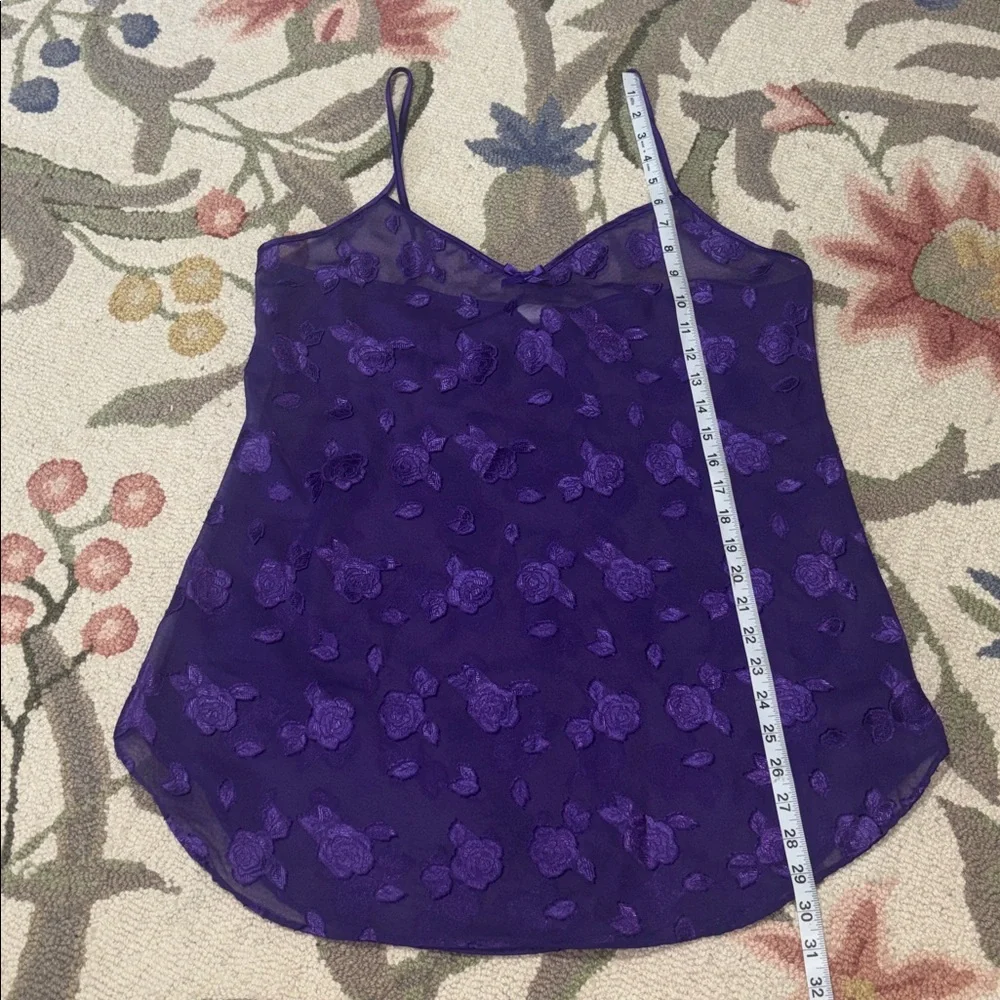 Petra Fashions Vintage Purple Satin Robe and Sheer Nightgown Set negligée, Large
